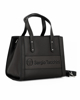 Immagine di SERGIO TACCHINI - Borsa due manici nera con logo frontale e tracolla removibile