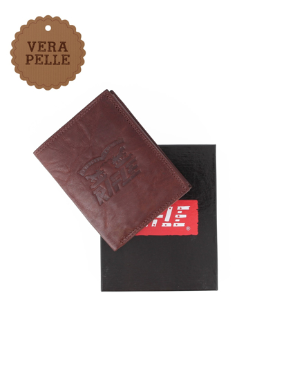 Immagine di RIFLE - Portafoglio uomo cognac con logo frontale in VERA PELLE