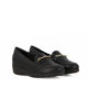 Immagine di PICCADILLY - Mocassino nero con soletta anatomica in lattice e fibbia color oro frontale, tacco 4cm
