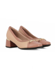 Immagine di PICCADILLY - Décolleté beige a pianta larga con soletta anatomica in lattice e dettagli oro, tacco 5cm