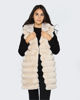 Immagine di MY JEWELS - Gilet da donna beige in pelliccia con cappuccio