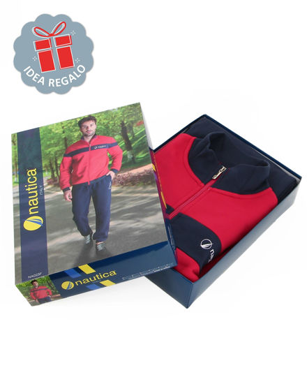 Immagine di NAUTICA - Tuta completa da uomo blu e rosso con zip frontale