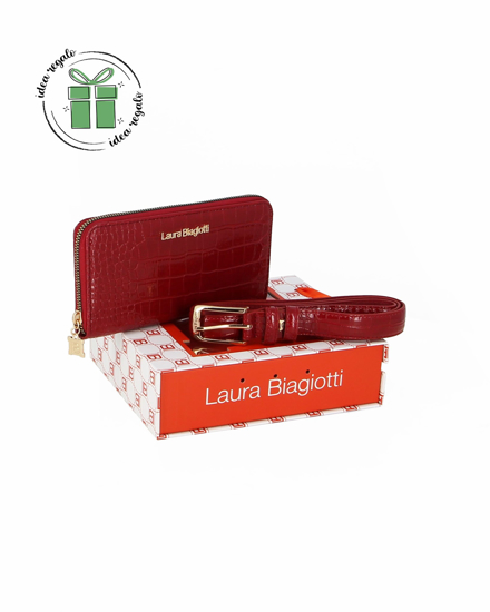Immagine di LAURA BIAGIOTTI - Cofanetto regalo composto da cinta e portafoglio in cocco rosso