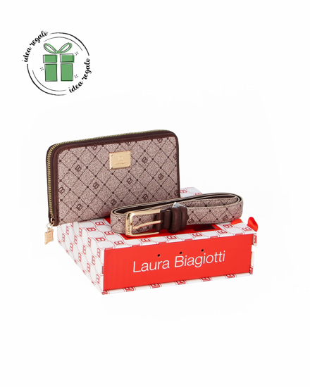 Immagine di LAURA BIAGIOTTI - Cofanetto regalo composto da cinta e portafoglio loggato marrone scuro