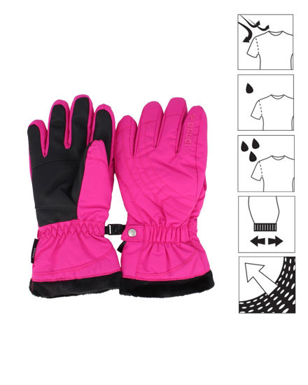 Immagine di BRUGI - Guanti sci da bambina imbottiti fucsia impermeabili, idrorepellenti, antivento