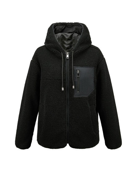 Immagine di BACHATA - Giubbino in pile nero con cappuccio