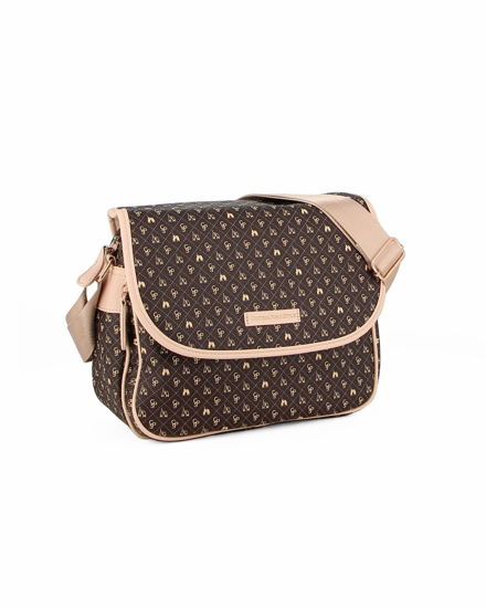 Immagine di CORTINA POLO STYLE - Borsa marrone con dettagli beige loggata con tracolla e patta