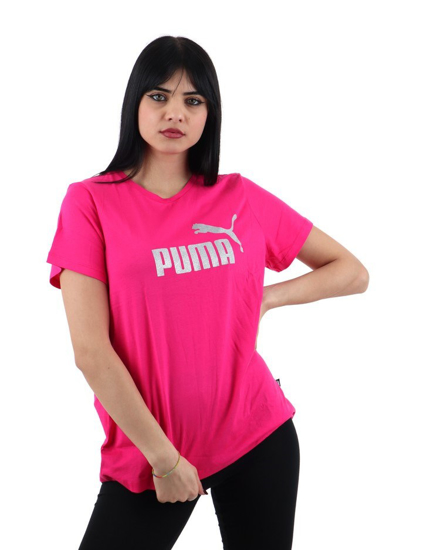 Immagine di PUMA - T shirt fucshia da donna con logo glitterato