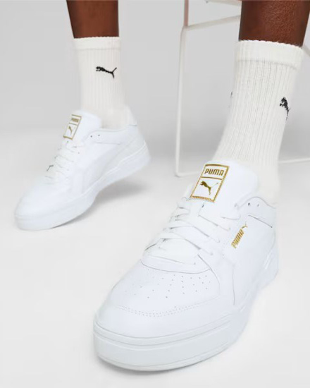 Immagine di PUMA - Sneaker bianca da uomo in VERA PELLE con dettagli oro - CA PRO CLASSIC