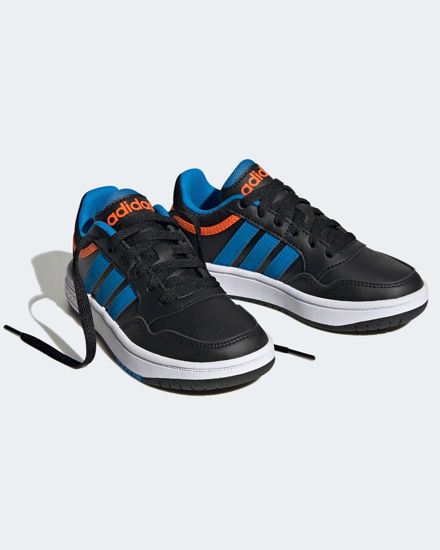 Immagine di ADIDAS - Sneaker nera e blu con dettagli arancioni, numerata 36/40 - HOOPS 3.0 K GZ1937