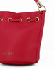 Immagine di JUST GOLF - Borsa secchiello rossa con stampa logo e chiusura a coulisse, tracolla removibile