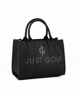 Immagine di JUST GOLF - Borsa nera due manici con stampa logo e tracolla removibile