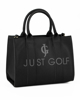 Immagine di JUST GOLF - Borsa nera due manici con stampa logo e tracolla removibile