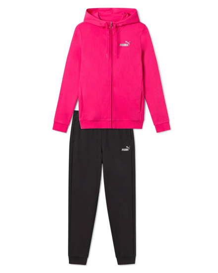 Immagine di PUMA - Tuta completa fuchsia e nera da donna con zip e cappuccio