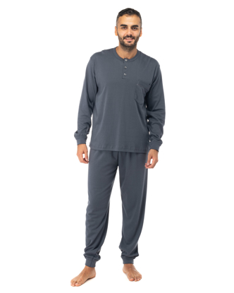 Hajo Klima Light Pigiama Uomo 2 Pezzi | Cotone Non Stiratura | Maglia E Pantaloncino | Marine/Grigio Melange Taglia 58