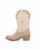 Immagine di DAMEROSE - Texano camperos beige bicolore scamosciato  tacco 5cm