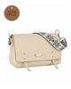 Immagine di DIVAS - Borsa beige VERA PELLE con patta e tracolla nastro -MADE IN ITALY