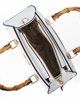 Immagine di NARDINI - Borsa a trapezio bianca con manici effetto bamboo e tasca posteriore, tracolla removibile