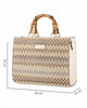 Immagine di NARDINI - Borsa beige intreccio multicolor con manici effetto bamboo, tracolla removibile