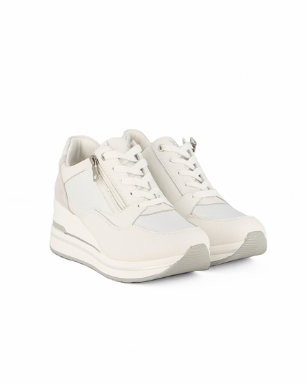 Immagine di MISS GLOBO - Sneakers bianca con zeppa in VERA PELLE
