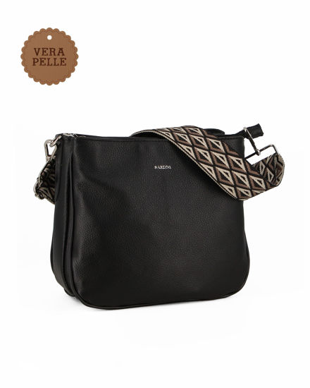 Immagine di NARDINI - Borsa nera tre scomparti VERA PELLE - MADE IN ITALY