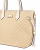 Immagine di NARDINI - Borsa shopping beige con parte frontale intrecciata effetto paglia, laccetti laterali e tasca posteriore, tracolla removibile