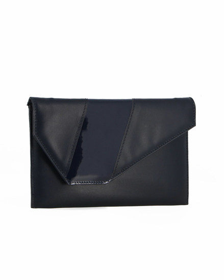 Immagine di ANNES NICOLE - Pochette blu notte con inserto in vernice sulla patta, MADE IN ITALY