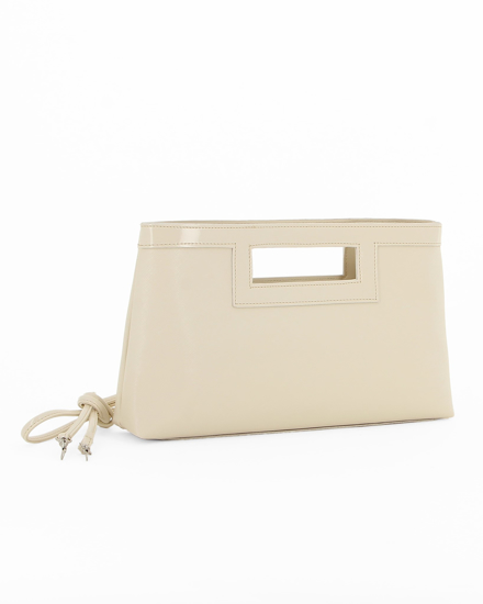 Immagine di TATOO - Pochette beige in saffiano e vernice con tracolla removibile, MADE IN ITALY