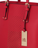 Immagine di MISS GLOBO - Borsa due manici rossa con fascia frontale traforata e ciondolo metallico con logo