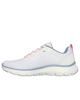 Immagine di SKECHERS - FLEX APPEAL 5.0 MEMORY FOAM - Sneakers bianca con dettagli blu e rosa