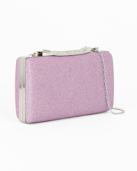 Immagine di MISS GLOBO - Clutch rosa glitterata con chiusura metallica con strass