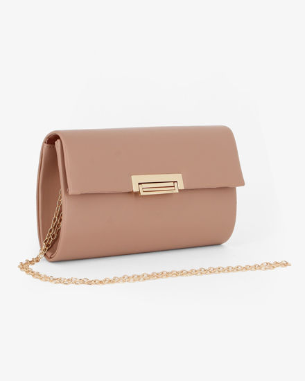Immagine di MISS GLOBO - Pochette beige con patta e chiusura metallica a incastro