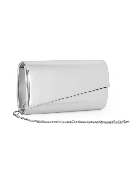 Immagine di MISS GLOBO - Pochette argento con patta taglio diagonale