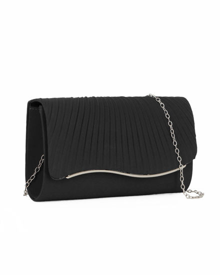 Immagine di MISS GLOBO - Pochette nera in raso con patta effetto onde
