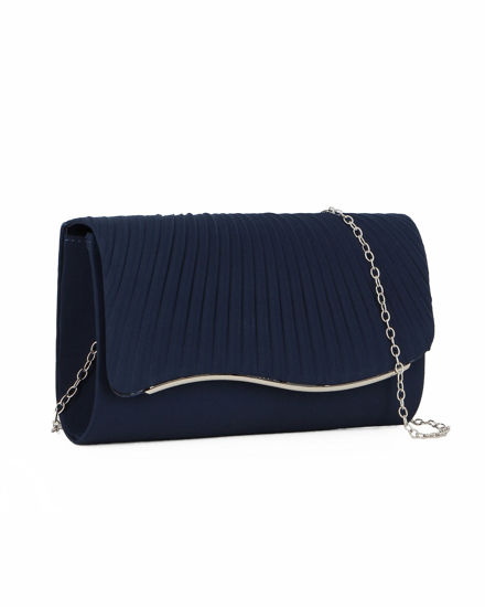 Immagine di MISS GLOBO - Pochette blu in raso con patta effetto onde