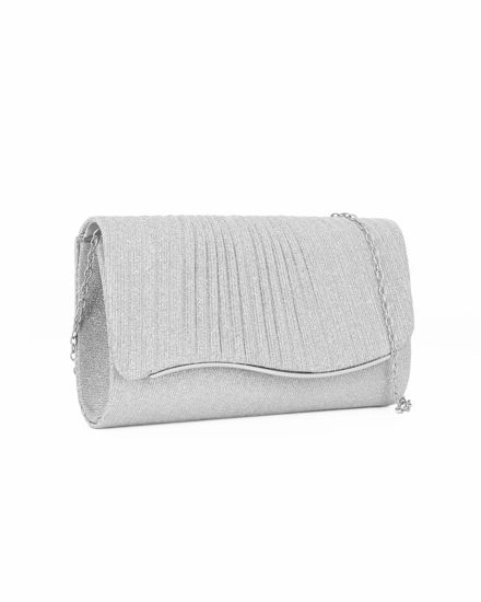 Immagine di MISS GLOBO - Pochette argento in lurex con patta effetto onde