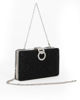 Immagine di Pochette clutch nera con strass e chiusura tre anelli con strass - DIVAS