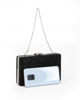 Immagine di Pochette clutch nera con strass e chiusura tre anelli con strass - DIVAS
