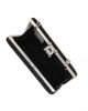 Immagine di Pochette clutch nera con strass e chiusura tre anelli con strass - DIVAS