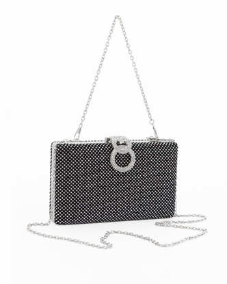 CORIOS Borsetta Da Sera In Pelle PU Con Perle - Clutch Elegante Con Catena Staccabile, 3 Modi Di Indossarla. Blu Marino, Perfetta Per Matrimoni E Feste. - 2