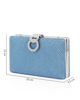 Immagine di Pochette clutch azzurra con strass argento e chiusura tre anelli con strass - DIVAS