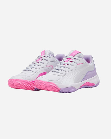 Immagine di PUMA - SCARPA DA DONNA NOVA SMASH BIANCA CON DETTAGLI LILLA E ROSA- 107788-01