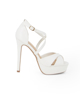 Immagine di MISS GLOBO - Pumps open toe bianco con incrocio davanti e sottopiede in MEMORY FOAM, tacco 13CM