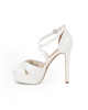 Immagine di MISS GLOBO - Pumps open toe bianco con incrocio davanti e sottopiede in MEMORY FOAM, tacco 13CM