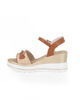 Immagine di MISS GLOBO - Sandalo beige con morsetto e sottpiede in VERA PELLE, zeppa 7CM
