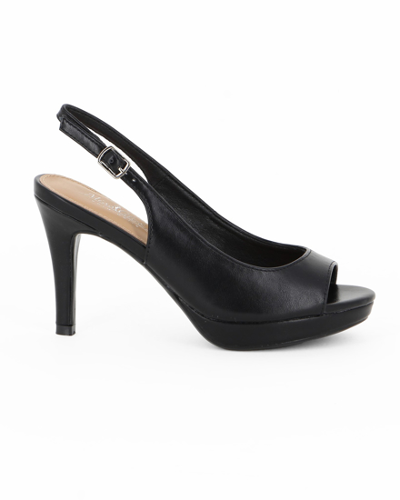 Immagine di MISS GLOBO - Pumps nero open toe con sottopiede in VERA PELLE, tacco 9,5CM