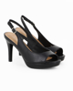 Immagine di MISS GLOBO - Pumps nero open toe con sottopiede in VERA PELLE, tacco 9,5CM