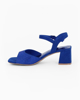 Immagine di LADY GLOBO - Sandalo blu scamosciato con strass e cinturino alla caviglia, calzata comoda tacco 6CM