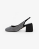 Immagine di MISS GLOBO - Slingback nera con strass, punta tonda e sottopiede in memory foam TACCO 6,5