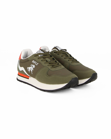 Immagine di RIFLE - Sneaker verde con patch arancione